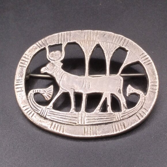 Vintage Sterling Silver 925 Metropolitan Museum Of Art Egyptian Revival Brooch - Picture 1 of 4